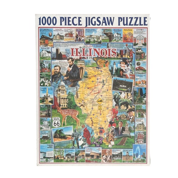 White Mountain Puzzles Other - White Mountain Puzzles Illinois 1000 Piece Jigsaw Puzzle Land of Lincoln 2002